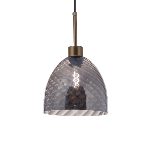 Colgante vidrio gris humo 1 luz E27 20cm